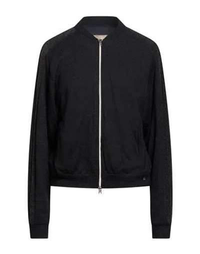 Herno Woman Cardigan Black Size 8 Mohair Wool, Alpaca Wool, Polyamide