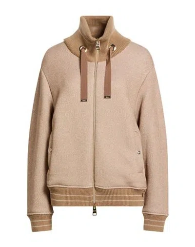 Herno Woman Cardigan Camel Size 6 Cotton, Viscose, Polyamide In Neutral