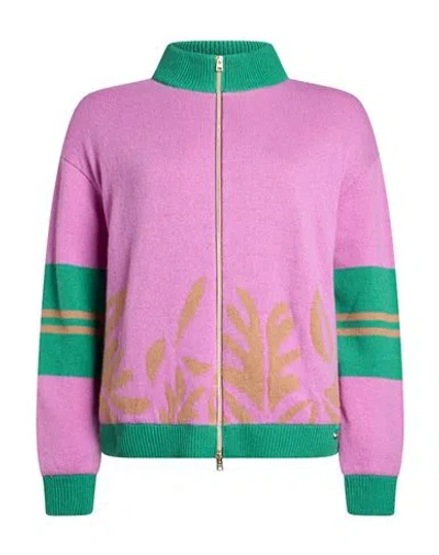 Herno Woman Cardigan Mauve Size 12 Cashmere In Purple
