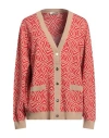 Herno Woman Cardigan Red Size 12 Cotton, Viscose, Polyester In Red