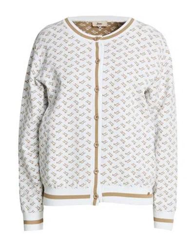 Herno Woman Cardigan White Size 6 Viscose, Polyester In Multi