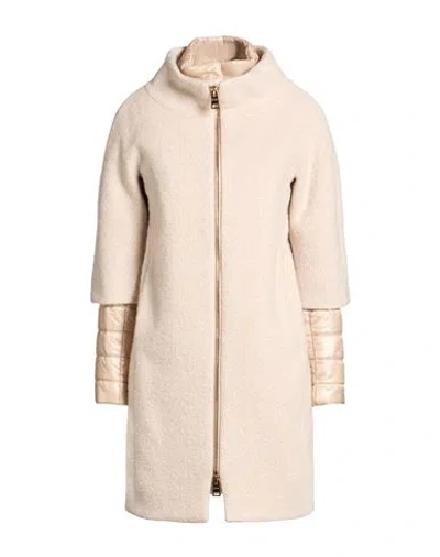 Herno Woman Coat Beige Size 0 Virgin Wool, Viscose, Polyamide, Mohair Wool In Neutral