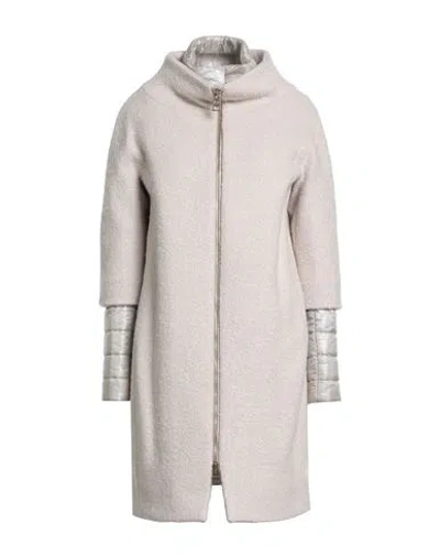 Herno Woman Coat Beige Size 6 Virgin Wool, Viscose, Polyamide, Mohair Wool In Sand