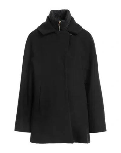 Herno Woman Coat Black Size 10 Wool, Polyamide, Polyurethane
