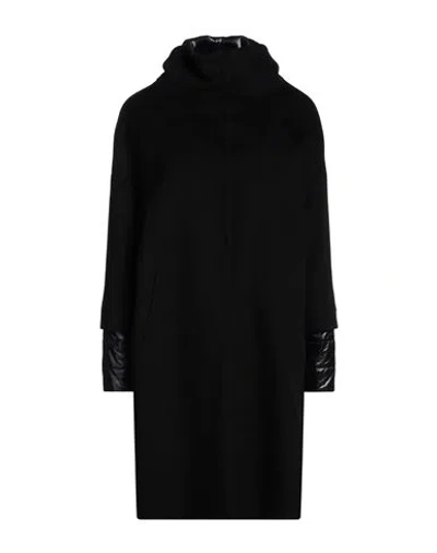 Herno Woman Coat Black Size 12 Virgin Wool, Polyamide In Black