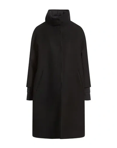 Herno Woman Coat Black Size 6 Virgin Wool, Polyamide, Polyurethane