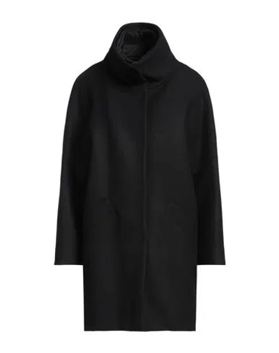Herno Woman Coat Black Size 4 Virgin Wool, Polyamide, Polyurethane, Polyester