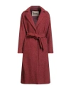 Herno Woman Coat Brick Size 6 Virgin Wool, Viscose, Polyamide, Mohair Wool In Red