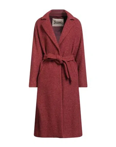 Herno Woman Coat Brick Size 6 Virgin Wool, Viscose, Polyamide, Mohair Wool In Red