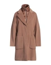 Herno Woman Coat Camel Size 10 Alpaca Wool, Wool, Polyamide In Beige