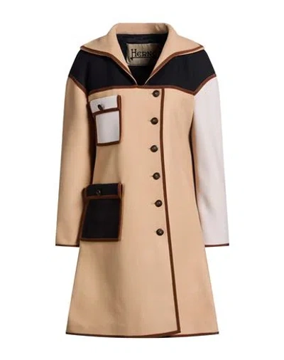 Herno Woman Coat Camel Size 6 Virgin Wool, Polyamide In Brown