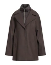 Herno Woman Coat Chocolate Brown Size 8 Wool, Polyamide, Polyurethane In Brown