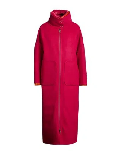 Herno Woman Coat Fuchsia Size 6 Wool In Pink