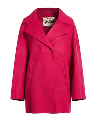 Herno Woman Coat Fuchsia Size 6 Wool In Red