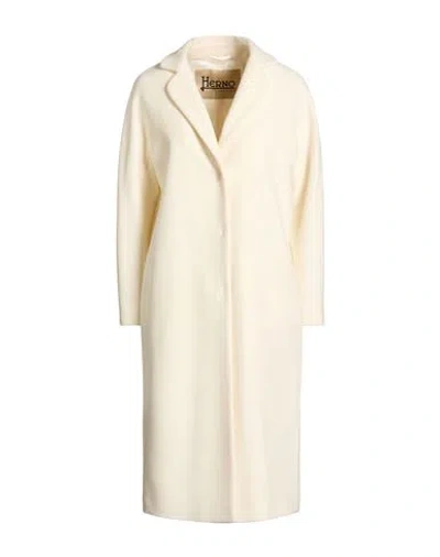 Herno Woman Coat Ivory Size 0 Wool, Polyamide