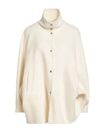 Herno Woman Coat Ivory Size 4 Virgin Wool, Polyamide In White