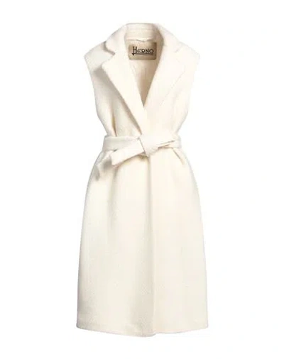 HERNO HERNO WOMAN COAT IVORY SIZE 6 VIRGIN WOOL, POLYAMIDE