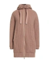 Herno Woman Coat Light Brown Size 12 Wool, Polyamide, Elastane, Cotton, Polyester