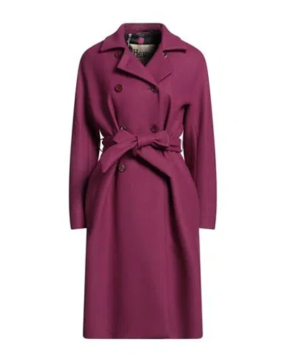 Herno Woman Coat Mauve Size 6 Virgin Wool, Polyamide In Purple