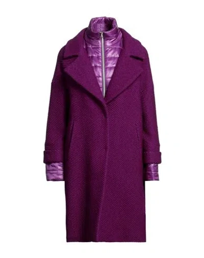 Herno Woman Coat Mauve Size 6 Virgin Wool, Polyamide In Purple