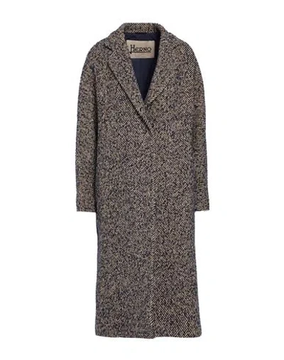 Herno Woman Coat Midnight Blue Size 4 Wool, Acrylic, Polyester, Polyamide, Elastane