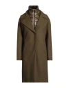 Herno Woman Coat Military Green Size 8 Virgin Wool, Polyamide In Brown