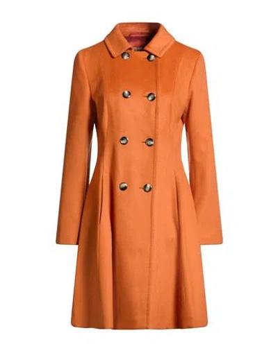Herno Woman Coat Orange Size 6 Cashmere In Multi