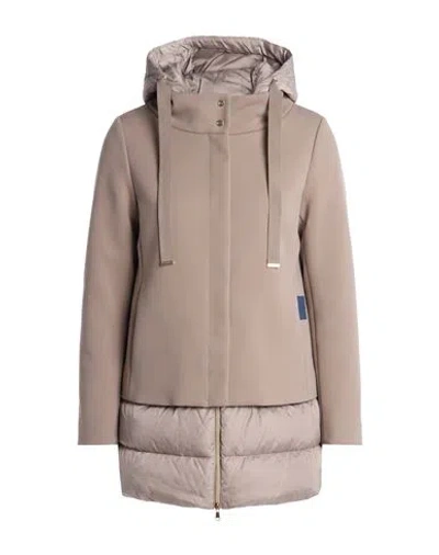 Herno Woman Coat Taupe Size 6 Polyester In Grey