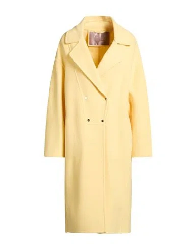Herno Woman Coat Yellow Size 8 Virgin Wool, Polyamide