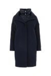 Herno Dark Blue Double Collar Coat In Blue