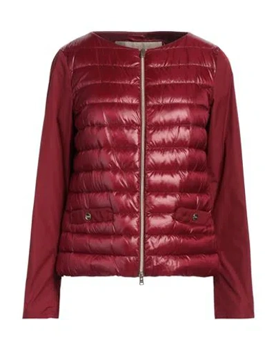 Herno Woman Puffer Burgundy Size 6 Polyamide, Polyester In Red