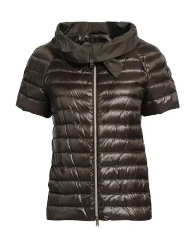 Herno Woman Puffer Military Green Size 6 Polyamide, Polyester In Green