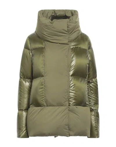 Herno Woman Down Jacket Military Green Size 6 Polyamide, Polyurethane Coated In Brown