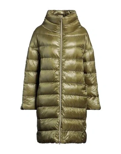 Herno Woman Down Jacket Military Green Size 8 Polyamide