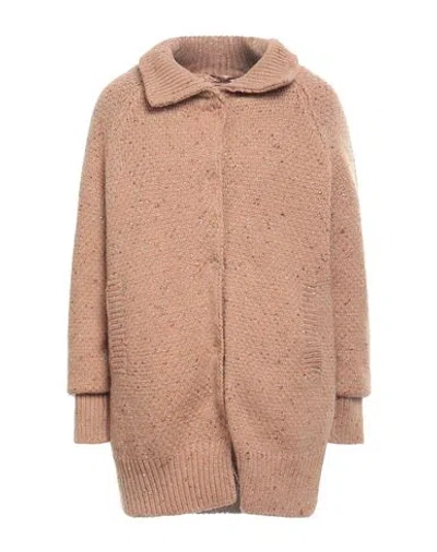 Herno Woman Down Jacket Sand Size 6 Wool, Metallic Fiber, Cashmere, Elastane, Cotton In Brown
