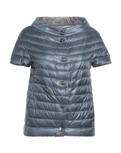 Herno Woman Down Jacket Slate Blue Size 10 Polyamide In Blue