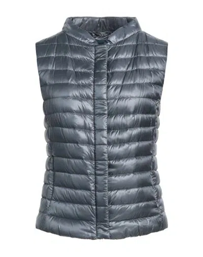 Herno Woman Down Jacket Slate Blue Size 6 Polyamide In Blue