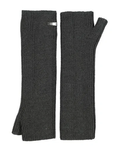 Herno Woman Gloves Charcoal Size M Acrylic, Wool In Gray
