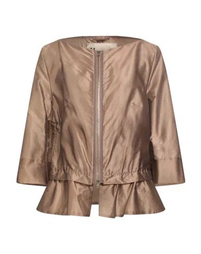Herno Woman Jacket Brown Size 6 Polyester, Silk