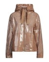 Herno Woman Jacket Camel Size 8 Polyamide, Cotton, Viscose, Pvc - Polyvinyl Chloride In Brown