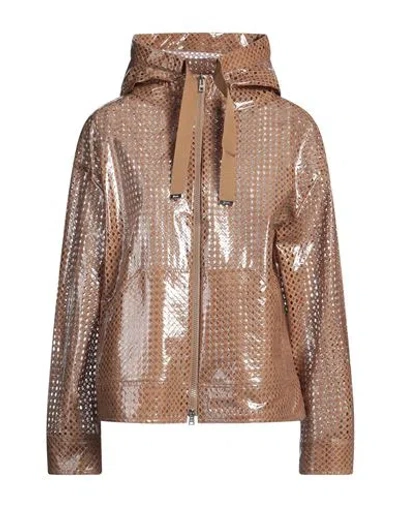 Herno Woman Jacket Camel Size 8 Polyamide, Cotton, Viscose, Pvc - Polyvinyl Chloride In Sand