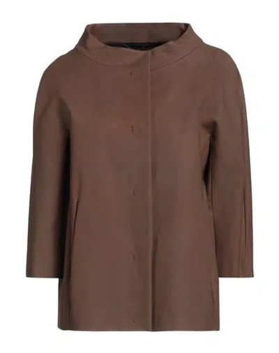 Herno Woman Jacket Chocolate Brown Size 10 Cotton, Elastane