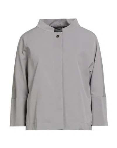 Herno Woman Jacket Grey Size 2 Polyester, Cotton In Gray