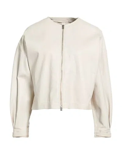 Herno Woman Jacket Ivory Size 6 Lambskin In Neutral
