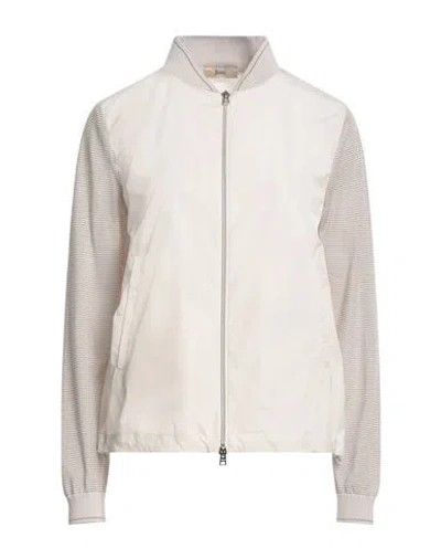 Herno Woman Jacket Ivory Size 4 Polyester, Virgin Wool, Viscose, Metallic Fiber In White