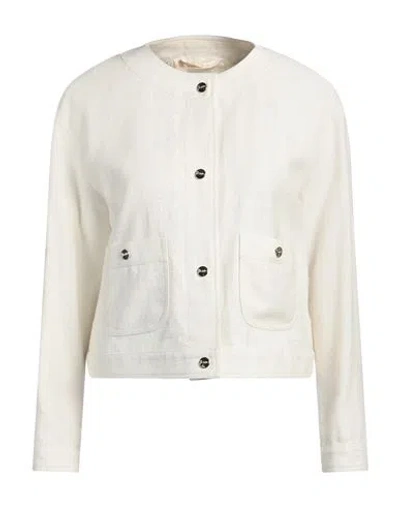 Herno Woman Jacket Ivory Size 6 Linen, Silk, Polyester In White