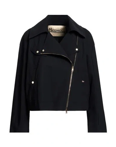 Herno Woman Jacket Midnight Blue Size 8 Polyamide, Elastane