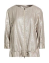 Herno Woman Jacket Platinum Size 12 Linen, Polyurethane In Neutral