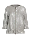 Herno Woman Jacket Silver Size 8 Linen In Gray