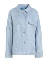 Herno Overshirt Denim Herringbone Pattern In Blue